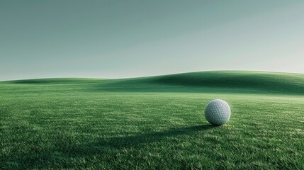 Sports and Athletic Excellence: A golf ball on a green field under a clear blue sky.