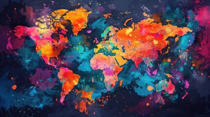 Colorful world map with labeled countries