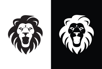 Lion face in a black and white pattern