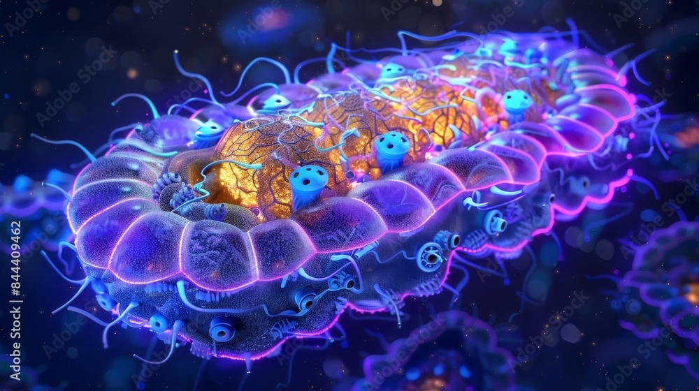 Poster a crosssection of a mitochondrion showing the various complexes involved in the electron transport c