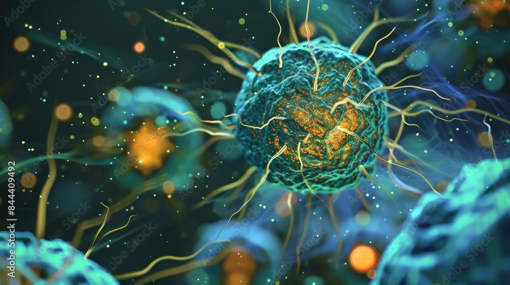 Poster an immunofluorescence image showing the expression of mhc molecules on the surface of dendritic cell