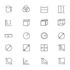 Pixel perfect measurement and scale icon set