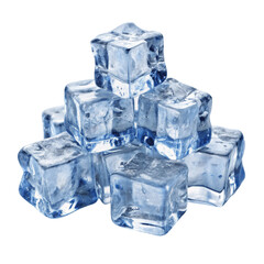 Crushed ice cubes isolated on Transparent background.