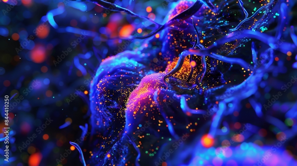 Poster a fluorescent microscopy image highlighting the remaining synapses after a round of pruning