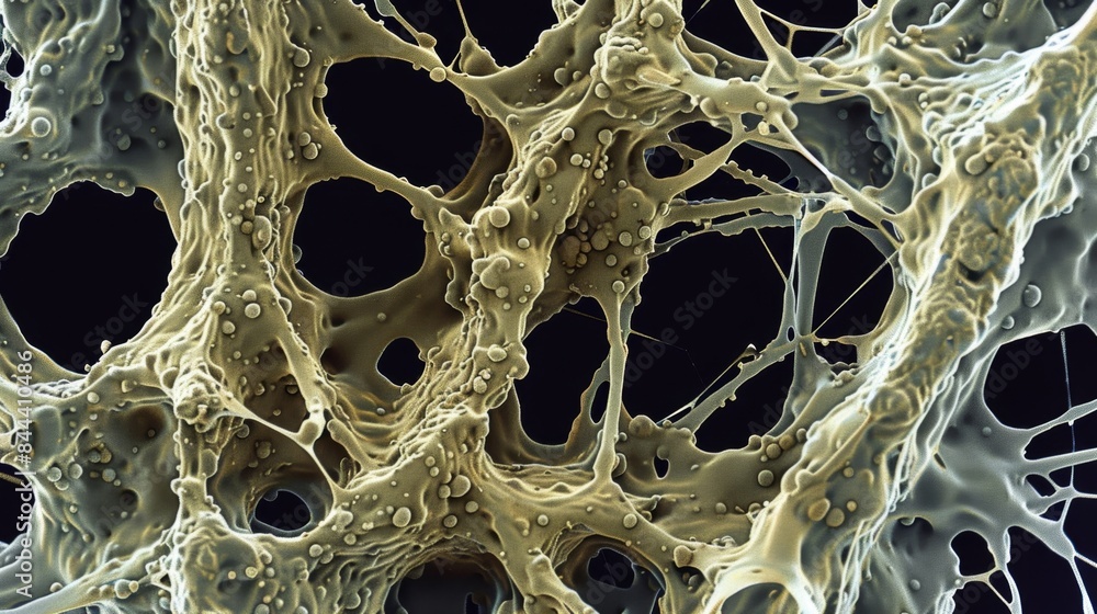 Poster a scanning electron microscope image of specialized endothelial cells called fenestrated cells which
