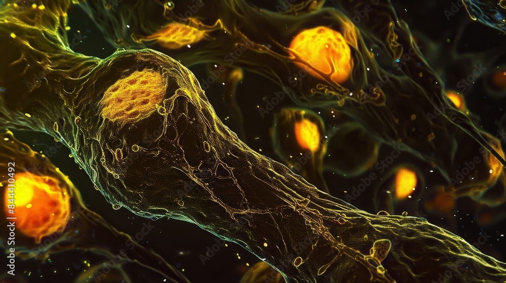Aufkleber dark field microscopy image of endothelial cells undergoing apoptosis a programmed cell death proces