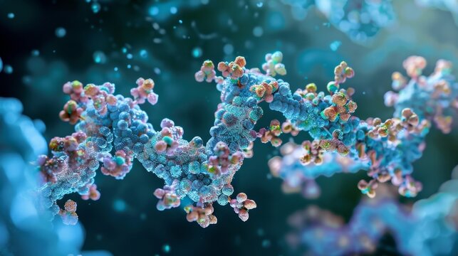 An electron microscope image of a TLR protein structure containing multiple domains for pathogen recognition