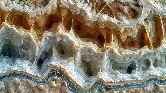 A microscopic view of pseudostratified columnar epithelium featuring multiple layers of elongated cells with varying heights
