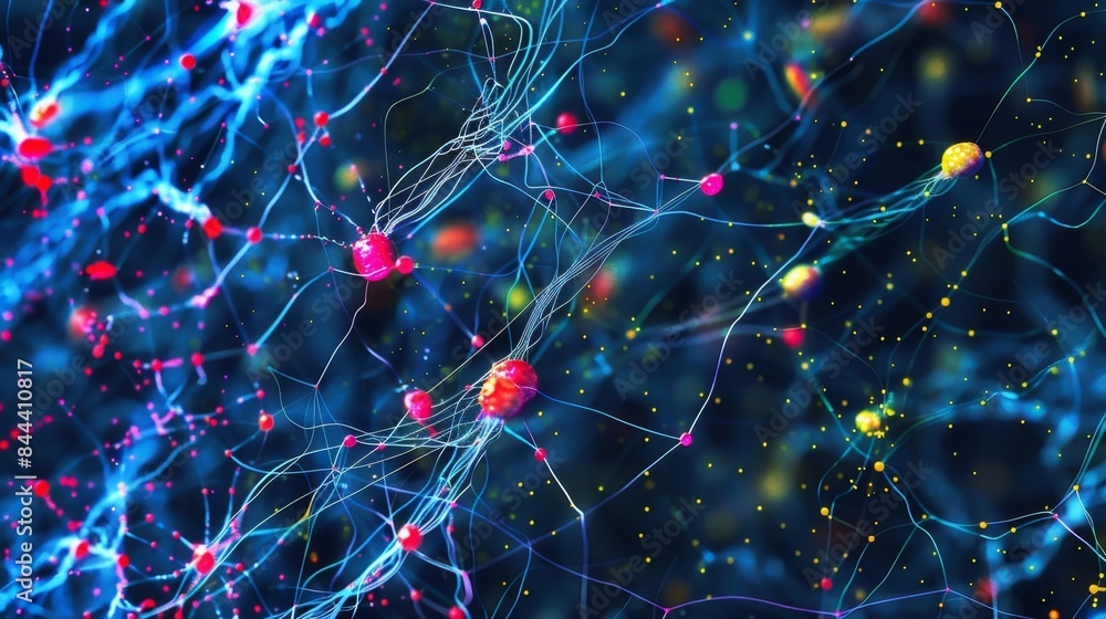 Poster fluorescent microscopy image showing the distribution of active protein kinases in a cellular networ