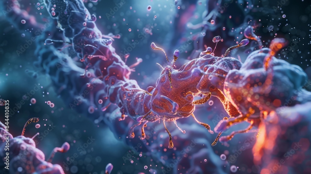 Poster electron microscopy image of a protein kinase complex interacting with a receptor on the cell surfac