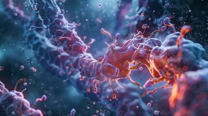 Electron microscopy image of a protein kinase complex interacting with a receptor on the cell surface