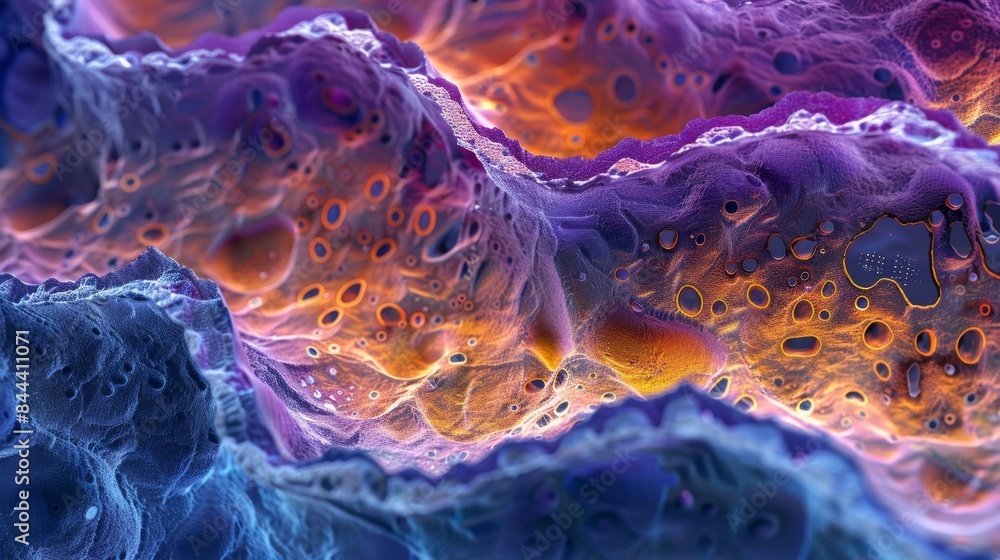 Poster crosssection of a bat membrane showing its thin but resilient composition forming the boundary betwe