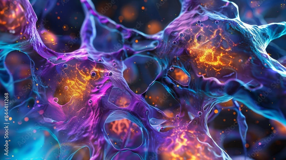 Poster a microscopic view of endothelial cells the building blocks of vessels multiplying and migrating to 
