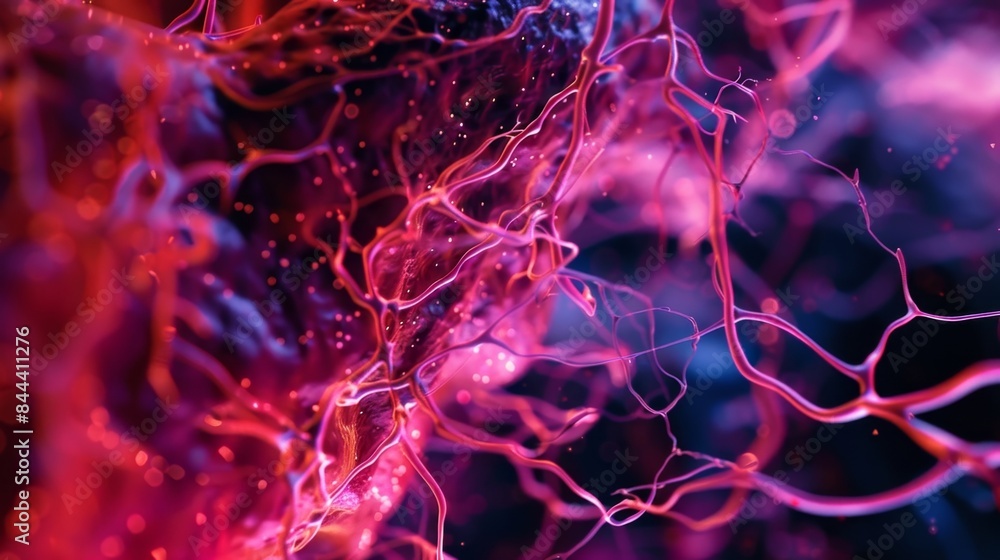 Poster on a microscopic scale we can observe the intricate process of angiogenesis as new vessels form and 
