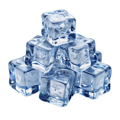 Crushed ice cubes isolated on Transparent background.