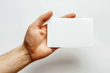 Fototapeta premium Blank White Card Mockup on Hand created with Generative AI