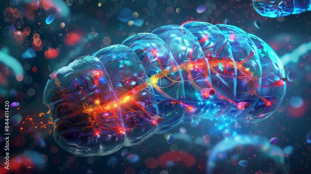 Poster highresolution image of the proton pumps in the inner mitochondrial membrane actively transporting p
