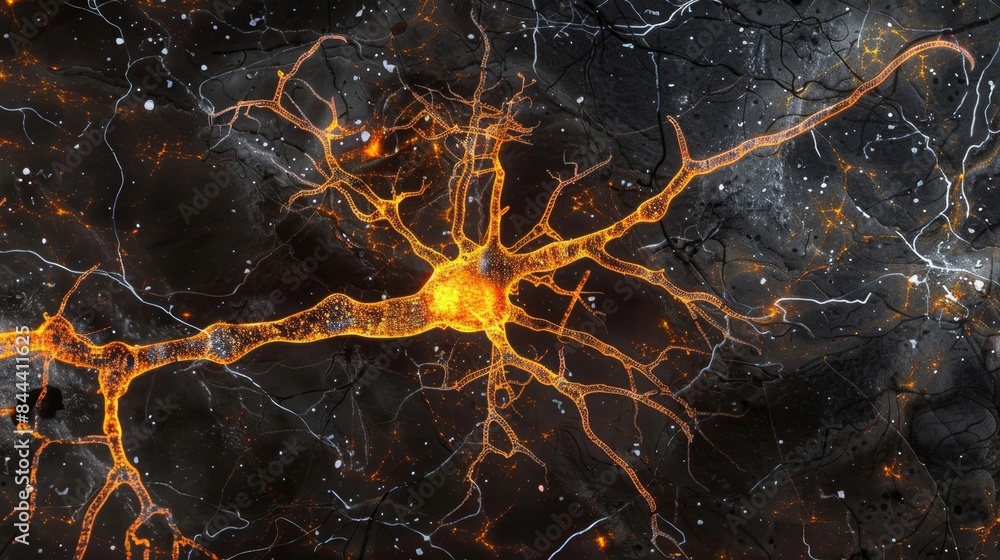 Poster a cross section of a neuron showcasing the extensive dendritic tree responsible for receiving inform