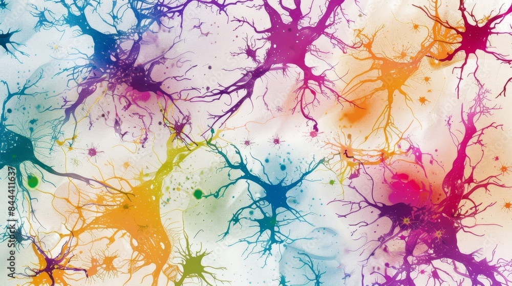 Poster colored tracing of dendrites illustrating the extensive connections and communication between differ