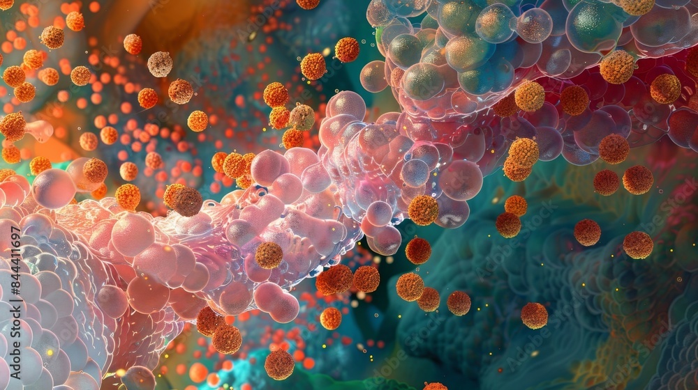 Poster cholesterol molecules being transported through the cell via a series of facilitated diffusion proce