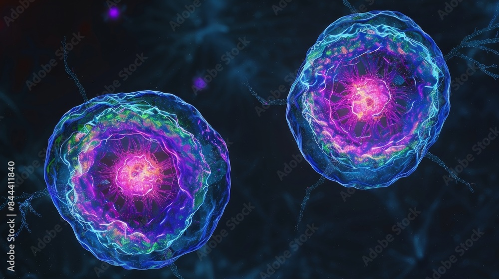 Poster a comparison of two cell nuclei one with high levels of histone acetylation and one with low levels 