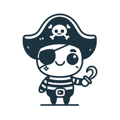 Cute Cartoon Pirate Vector Illustration