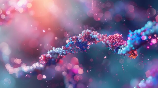 A closeup of a single histone protein with acetylated lysine residues signaling the activation of nearby genes