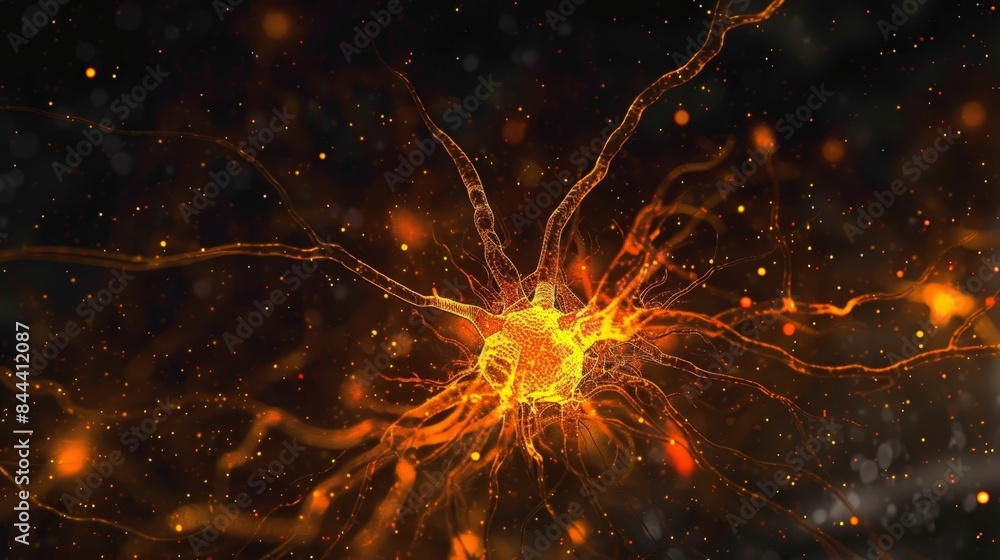 Poster a neuron with a multitude of synaptic receptors illustrating its ability to integrate a wide range o