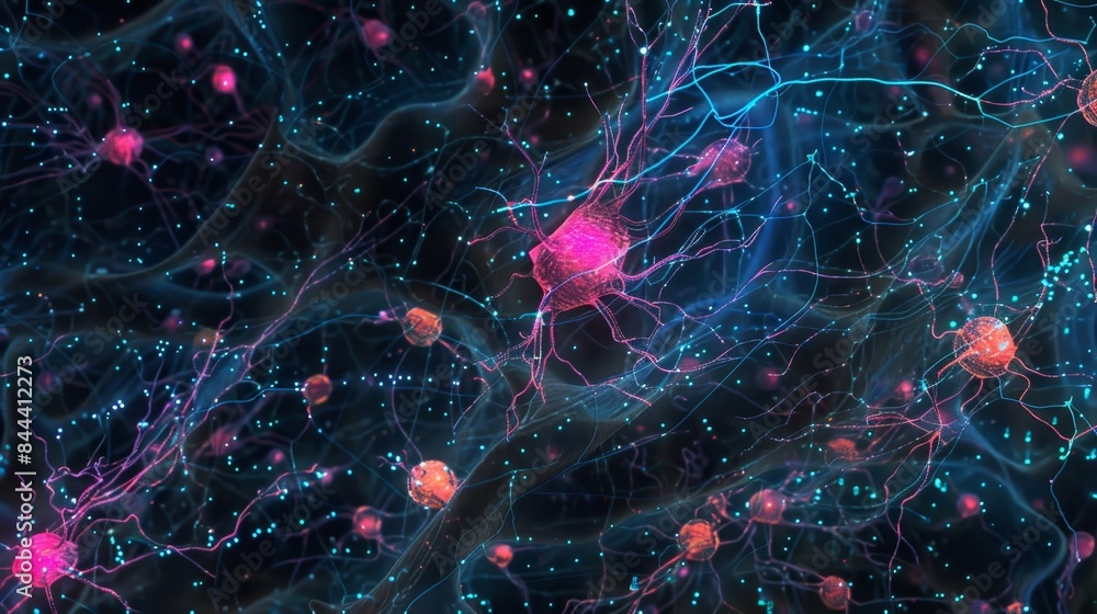 Aufkleber multiple neurons in different stages of development influenced by various growth factors and shaping