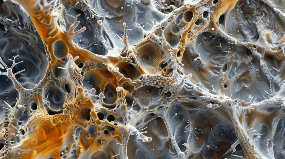 Poster detailed closeup of a dendritic spine displaying the various substructures and microtubules within i
