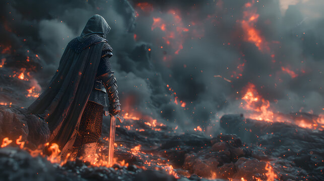 Cool 3D fire sword dark knight