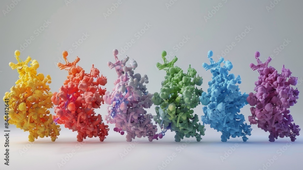 Aufkleber a series of images showcasing how molecular chaperones assist in the formation of protein complexes 