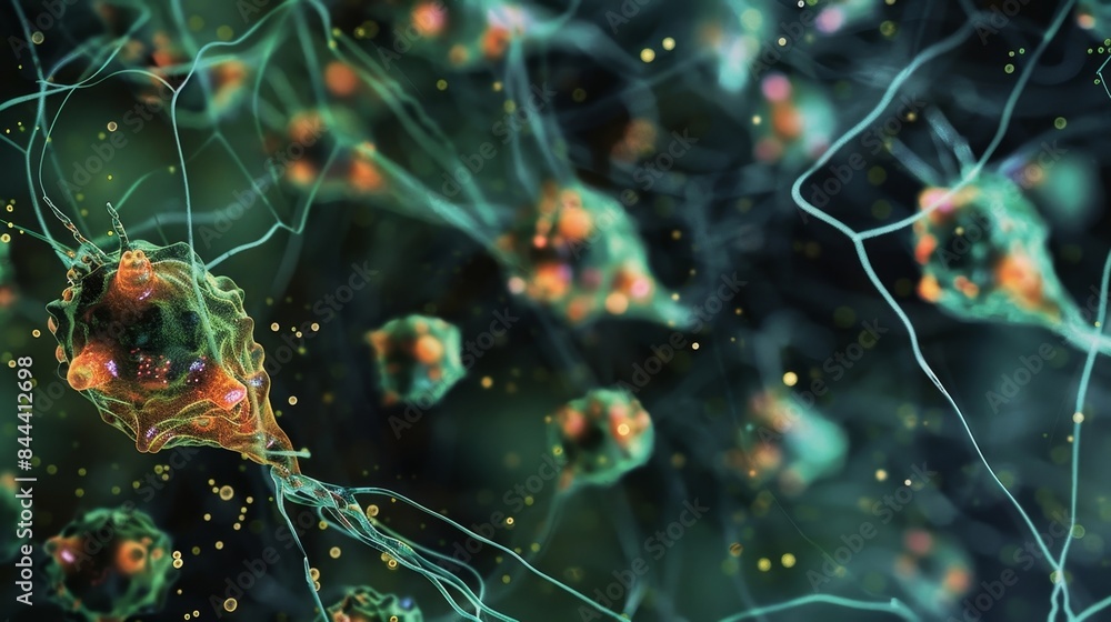 Poster image of autoreactive t cells attacking and damaging a section of the myelin sheath in a case of gui