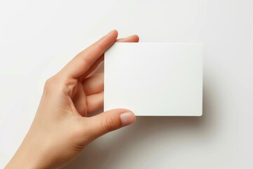 Obraz premium Blank White Card Mockup on Hand created with Generative AI