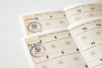 Fototapeta premium Voting certification section in Italian voter registration card (Tessera Elettorale)