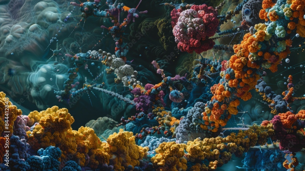 Aufkleber magnified view of substrate molecules binding to their specific enzyme in a biochemical pathway