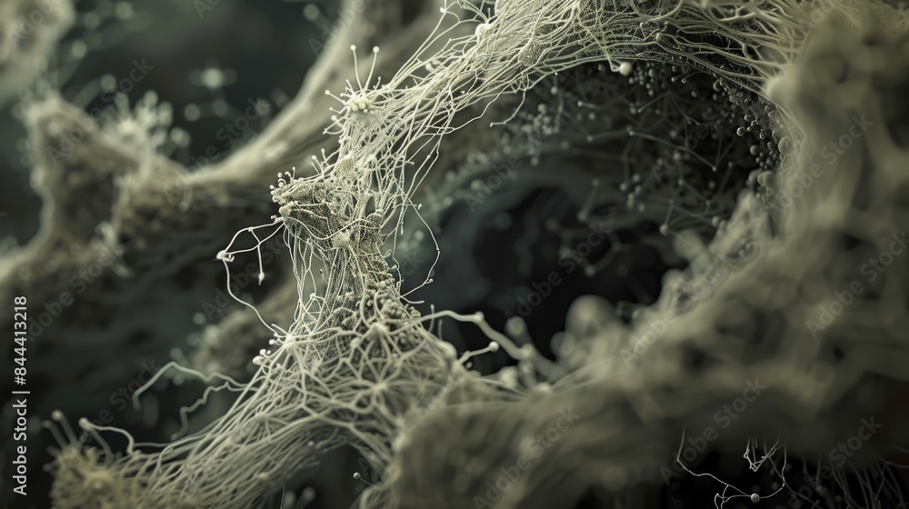 Poster an electron micrograph revealing the dynamic movement of microfilaments as they aid in cellular loco