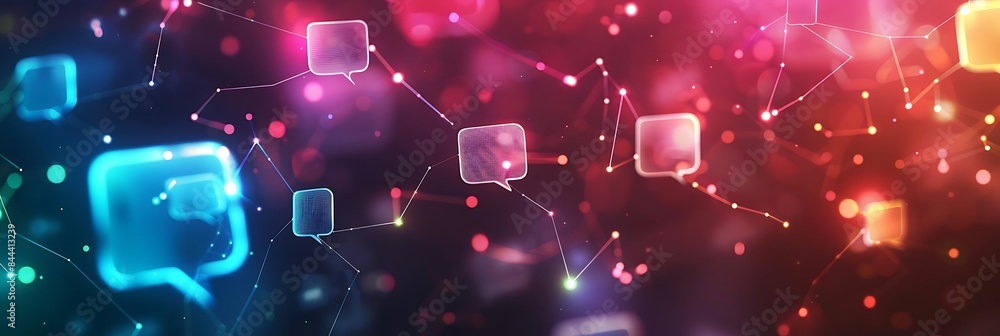Poster abstract digital communication background with speech bubbles and chat messages