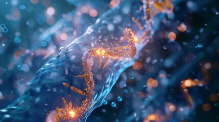 Detailed shot of a gene knockout plasmid being inserted into a bacterial cell with the plasmids targeting sequence clearly visible