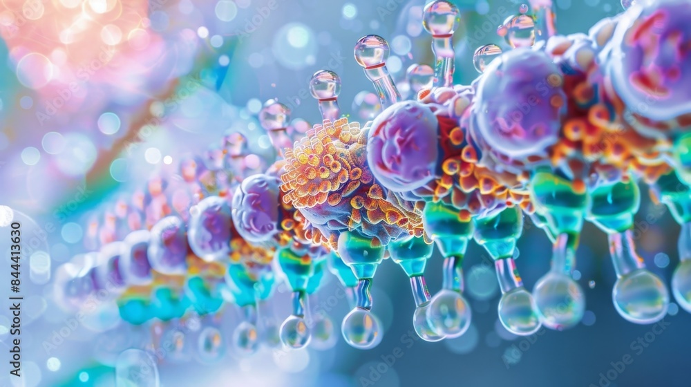 Poster a section of a cell membrane covered in hormone receptors each with its own identity but working tog