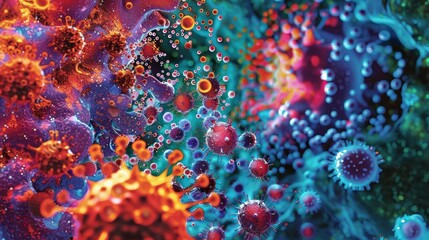 A colorful depiction of the cooperative actions of interferons and other immune cells in protecting the body from viral attacks