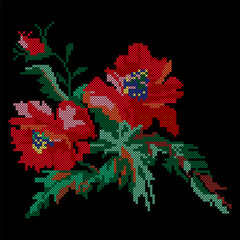 Cross Stitch Flowers, Floral Embroidery Pattern