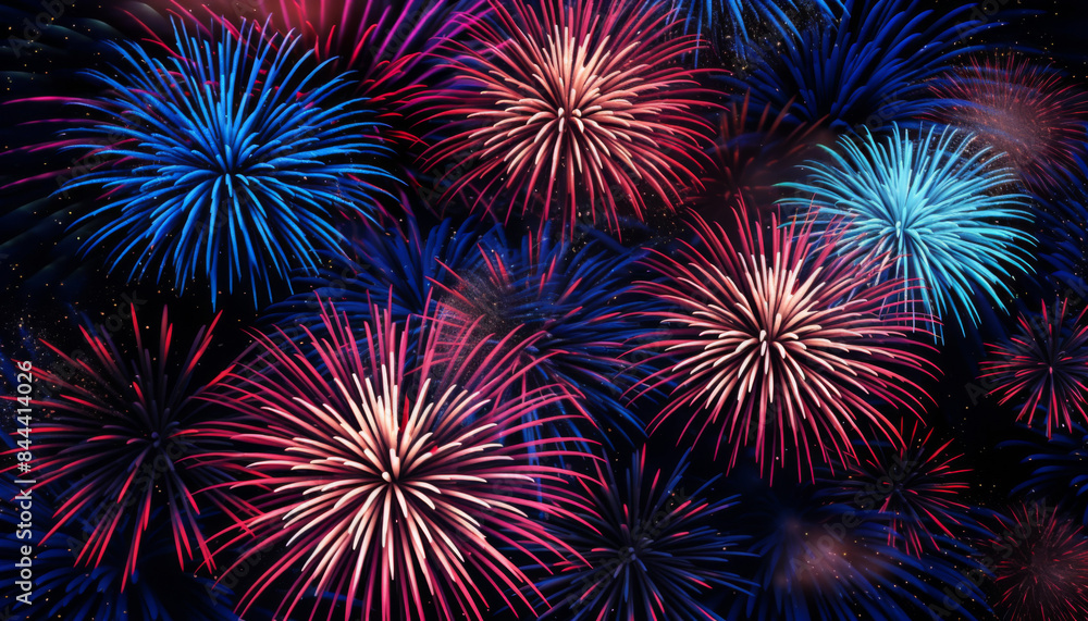 Poster a fireworks display with many different colored fireworks