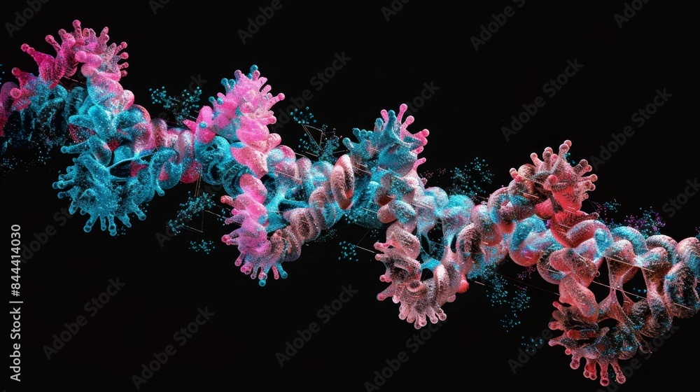 Poster a protein structure with a large section missing showing where a section of the protein was cleaved 
