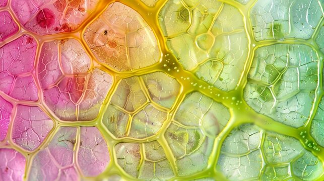 Differential interference contrast microscopy image showing the density of plasmodesmata in different regions of a plant leaf