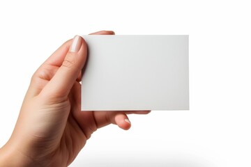 Fototapeta premium Blank White Card Mockup on Hand created with Generative AI