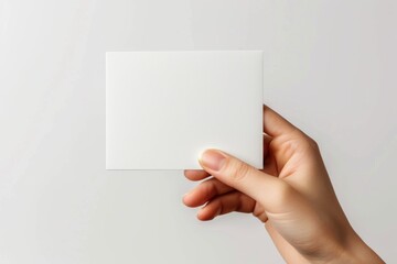 Obraz premium Blank White Card Mockup on Hand created with Generative AI