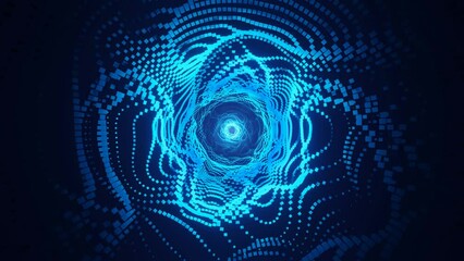 Abstract technological digital virtual tunnel for data transmission in binary code 3d illustration. seamless loop