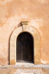 Detail of a typical door on the courtyard of the Kasbah of the Oudayas in Rabat, Morocco. The city is a UNESCO World Heritage Site