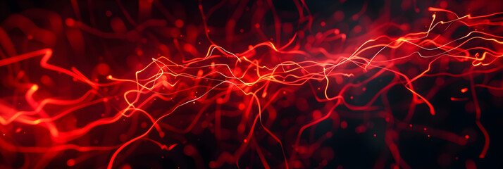 Black abstract background with red wavey lines